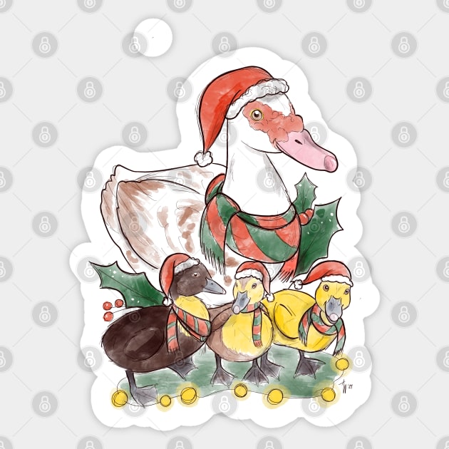 Christmas duck Sticker by Jurassic Ink